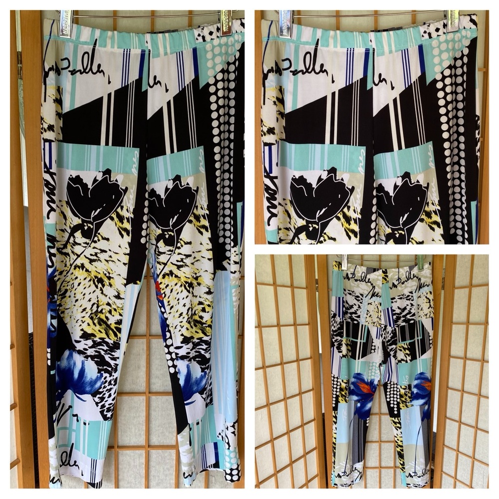 Jess & Jane Abstract Print Stretch Pants SZ S